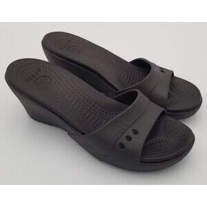 Crocs Kadee Wedge Platform Sandal Brown Women's Size 10 Slip-On Slide Open Toe